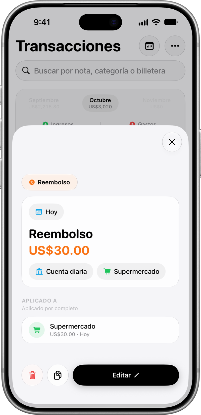 Reembolso: Un reembolso ligado a su compra.