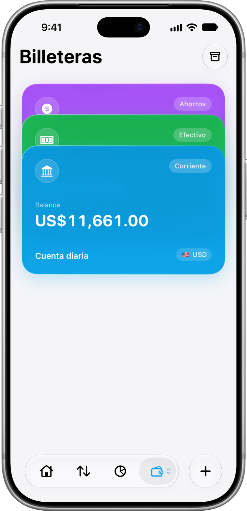 Billeteras: Tus cuentas y sus monedas.