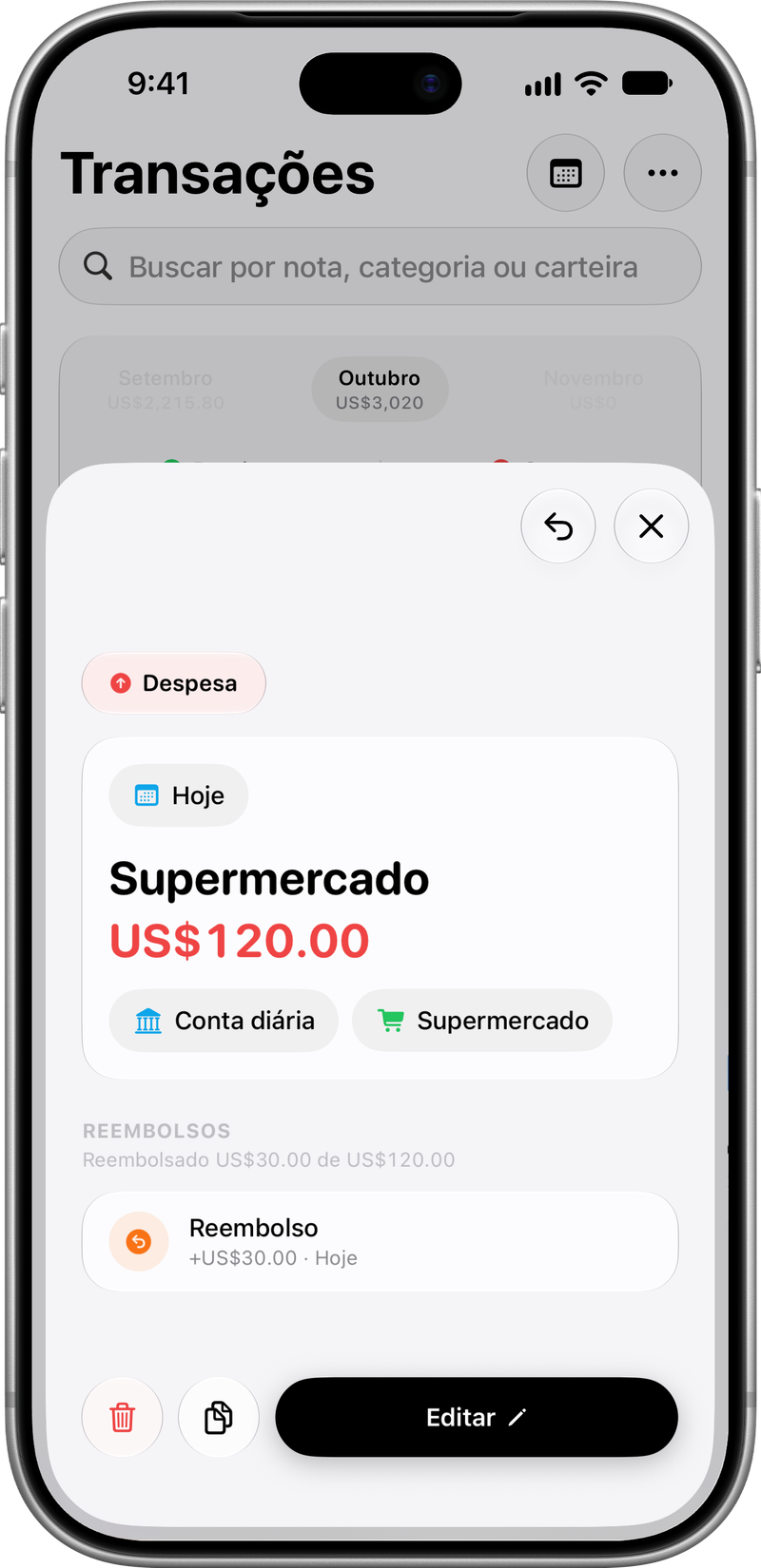 Compra com reembolso: A compra e seus reembolsos.